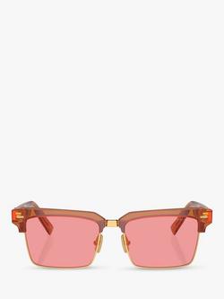 Miu Miu MU10ZS Women's Rectangular Sunglasses, Caramel Transparent - view 2, Caramel Transparent