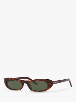 Yves Saint Laurent YS000414 Women's Oval Sunglasses, Havana/Green, Havana/Green