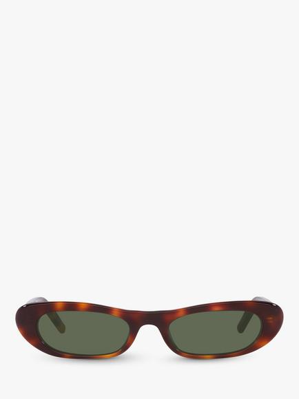 Yves Saint Laurent YS000414 Women's Oval Sunglasses, Havana/Green - view 2, Havana/Green