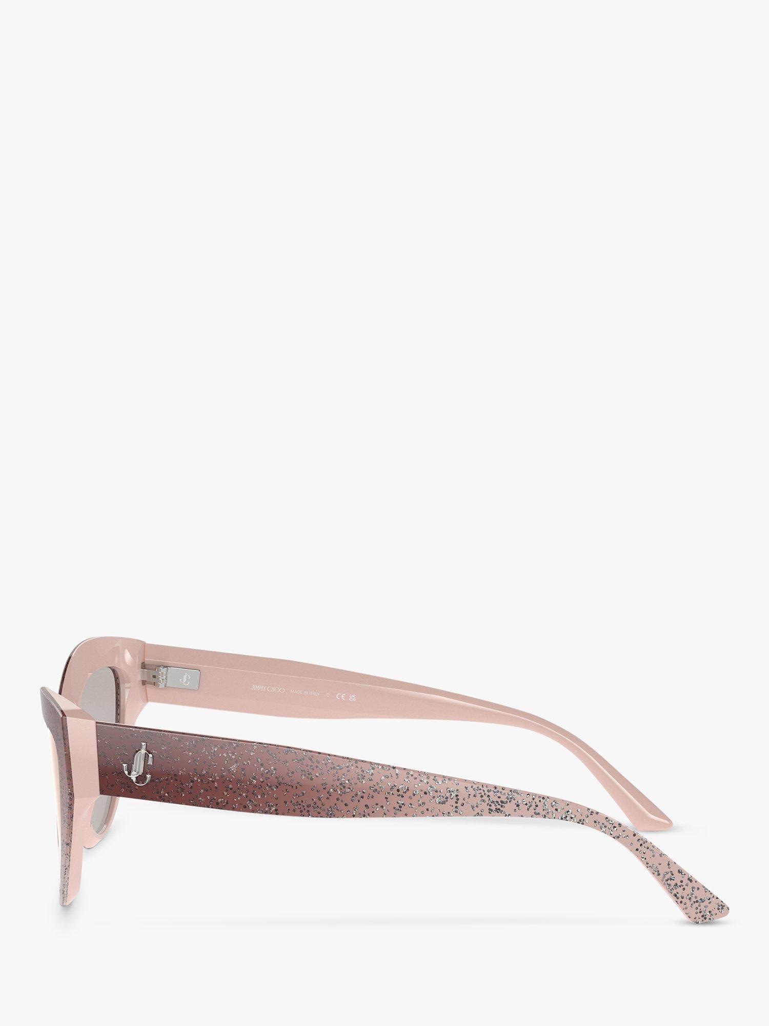 Product image 3 of 5, which shows Jimmy Choo JC5004 Women's Cat's Eye Sunglasses, Pink Glitter/Gold