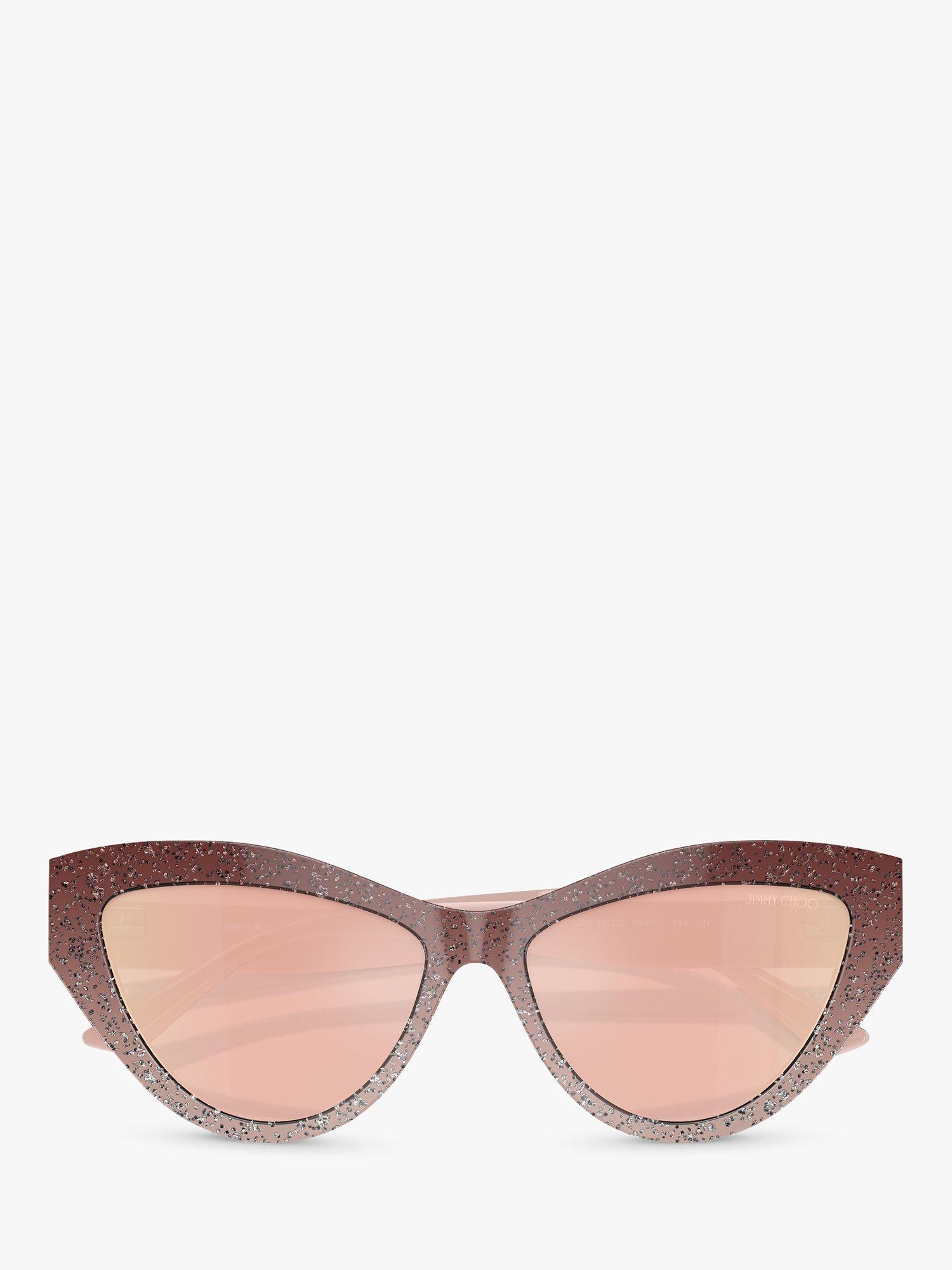 Product image 5 of 5, which shows Jimmy Choo JC5004 Women's Cat's Eye Sunglasses, Pink Glitter/Gold