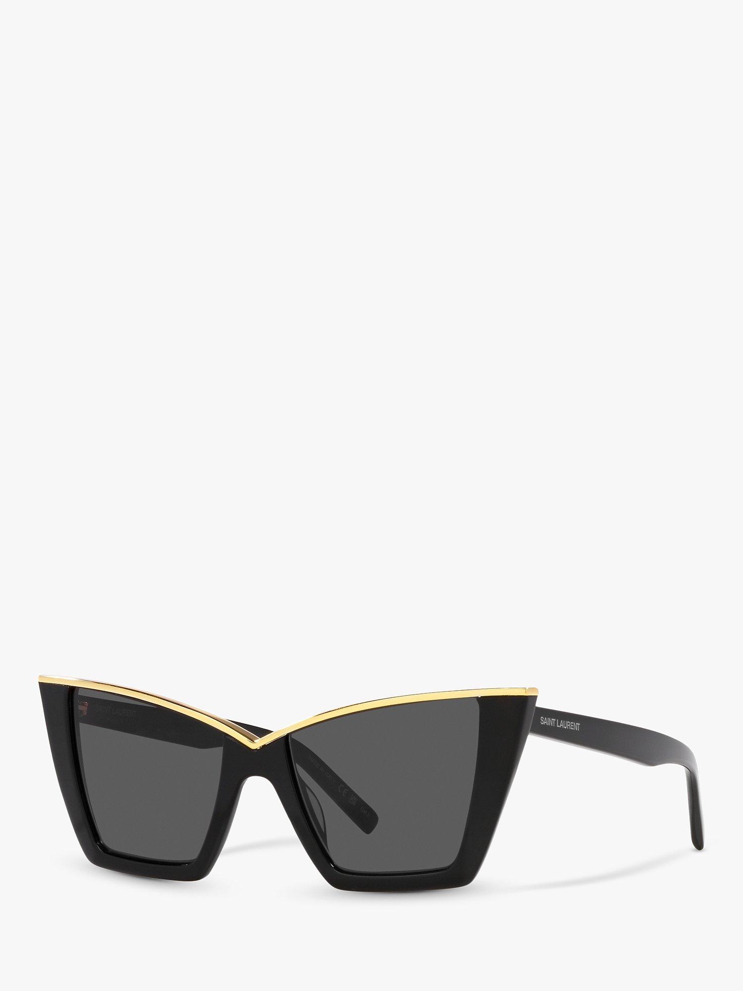 Product image 1 of 4, which shows Yves Saint Laurent YS000435 Women's Cat Eye Sunglasses, Black/Gold