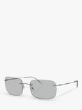 Giorgio Armani AR1512M Men's Rectangular Sunglasses, Matte Gunmetal