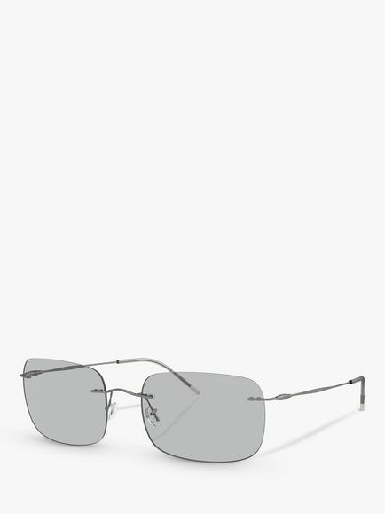 Giorgio Armani AR1512M Men's Rectangular Sunglasses, Matte Gunmetal