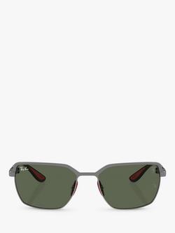 Ray-Ban RB3743M Scuderia Ferrari Men's Rectangular Sunglasses - view 2, Gunmetal On Gunmetal/Green
