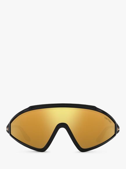 TOM FORD TR001794 Men's Wrap Sunglasses, Shiny Black/Mirror Yellow - view 2, Shiny Black/Mirror Yellow