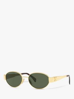 Celine CD001594 Women's Oval Sunglasses, Gold, Gold Shiny