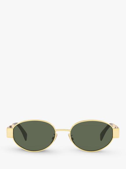 Celine CD001594 Women's Oval Sunglasses, Gold - view 2, Gold Shiny