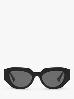 Gucci GG1421S Women's Oval Sunglasses - view 2, Black/Grey