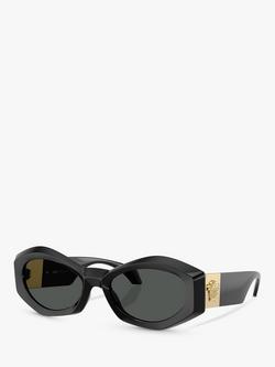 Versace VE4466U Women's Oval Sunglasses, Black, Black