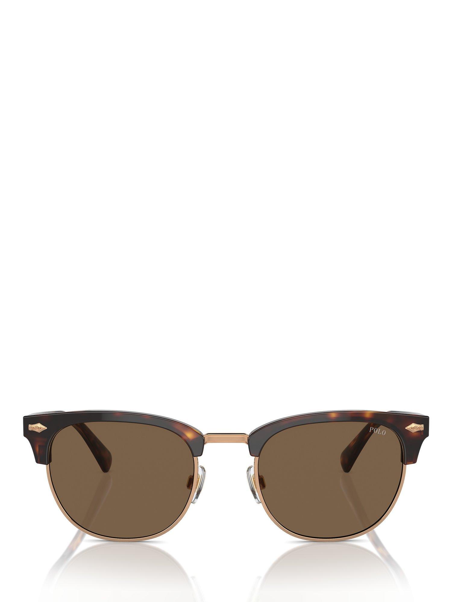 Product image 2 of 5, which shows Polo Ralph Lauren PH4217 Men's Oval Sunglasses, Tortoiseshell/Brown