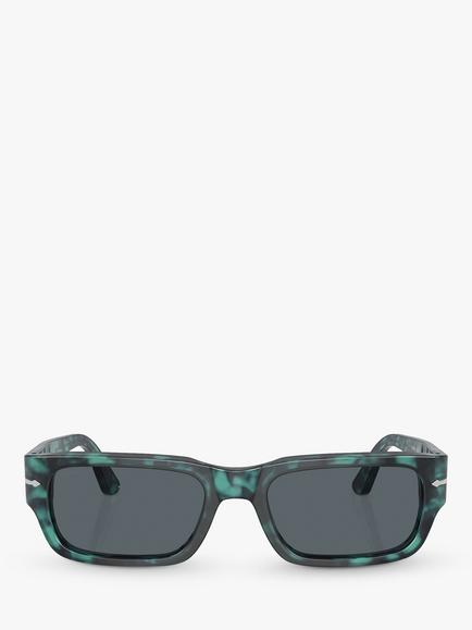 Persol PO3347S Unisex Adrien Rectangular Sunglasses, Blue/Blue - view 2, Blue/Blue