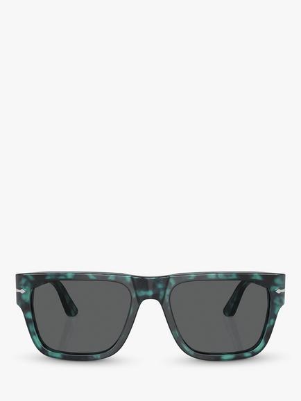 Persol PO3348S Men's D-Frame Sunglasses, Blue Havana/Grey - view 2, Blue Havana/Grey