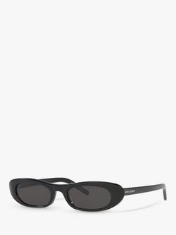 Yves Saint Laurent YS000414 Women's Oval Sunglasses, Black/Grey, Black/Grey