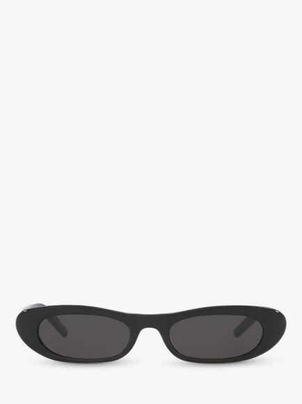 Yves Saint Laurent YS000414 Women's Oval Sunglasses, Black/Grey - view 2, Black/Grey