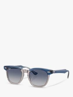 Ray-Ban RJ9098S Unisex D-Frame Sunglasses, Dark Blue & Brown/Light Grey Gradient