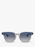 Ray-Ban RJ9098S Unisex D-Frame Sunglasses, Dark Blue & Brown/Light Grey Gradient
