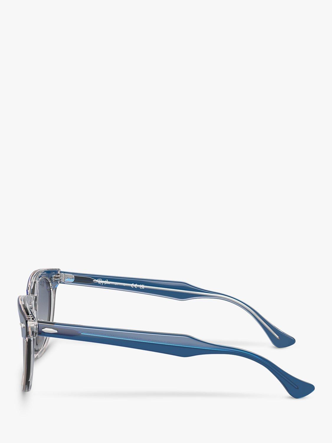 Product image 3 of 6, which shows Ray-Ban RJ9098S Unisex D-Frame Sunglasses, Dark Blue & Brown/Light Grey Gradient