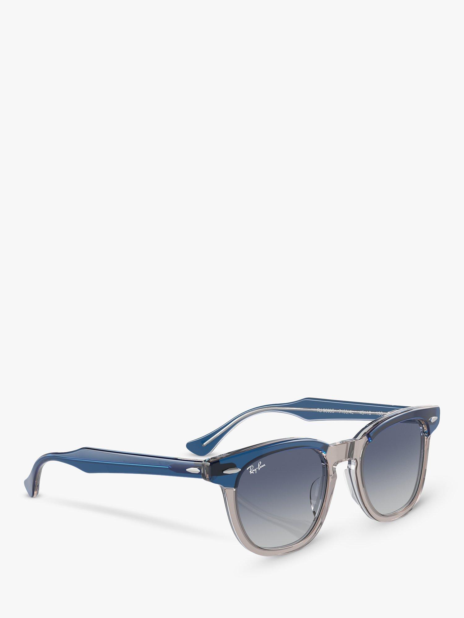 Product image 6 of 6, which shows Ray-Ban RJ9098S Unisex D-Frame Sunglasses, Dark Blue & Brown/Light Grey Gradient