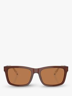 Emporio Armani EA4224 Men's Rectangular Sunglasses, Shiny Opaline/Brown - view 2, Shiny Opaline/Brown