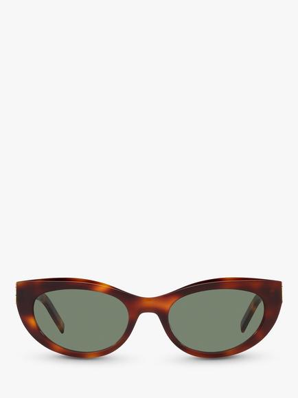 Yves Saint Laurent YS000461 Unisex Oval Sunglasses, Tortoise/Green - view 2, Tortoise/Green