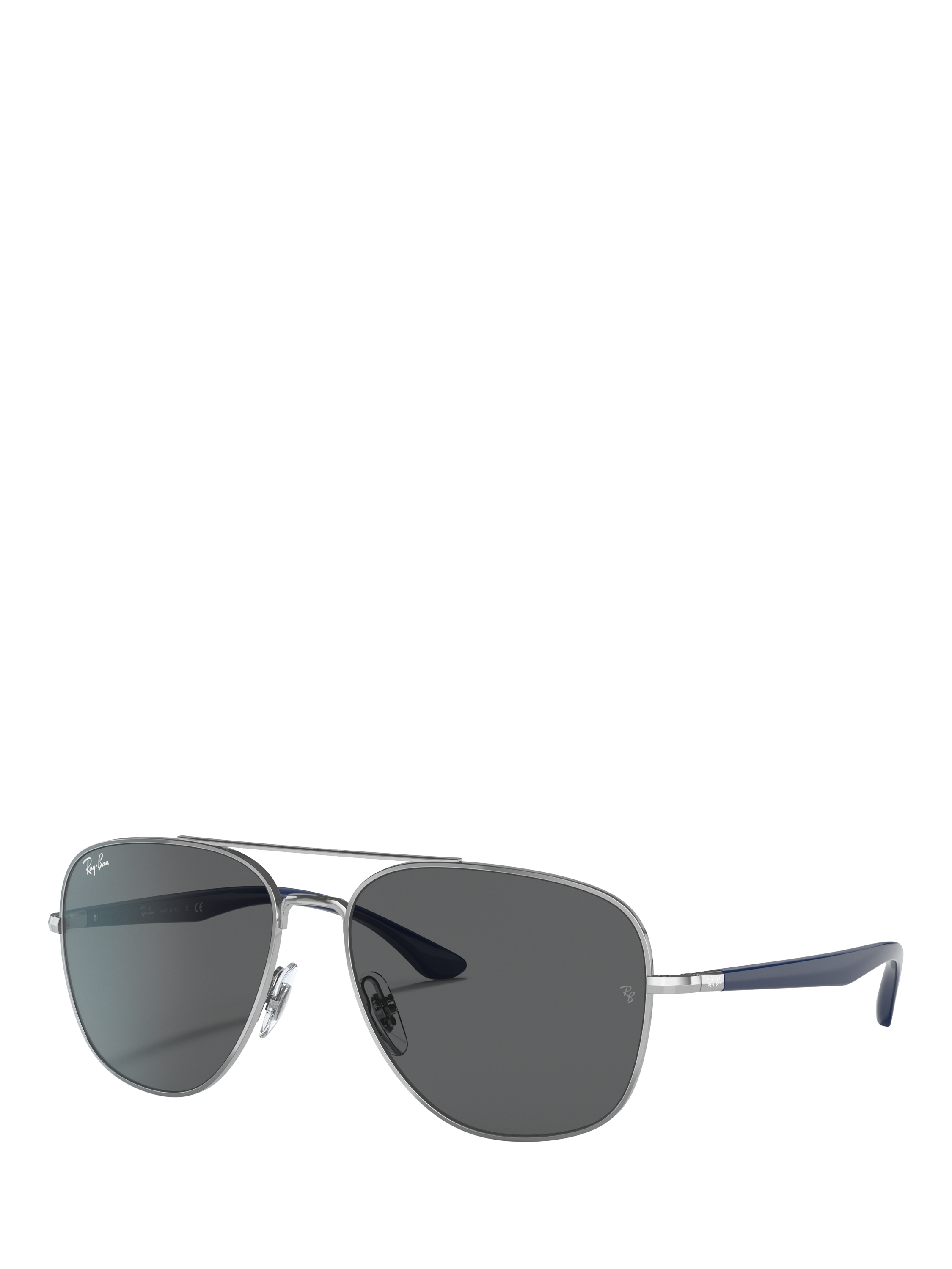 Product image 1 of 7, which shows Ray-Ban RB3683 Unisex Aviator Sunglasses, Silver Blue/Grey