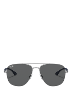 Ray-Ban RB3683 Unisex Aviator Sunglasses, Silver Blue/Grey - view 2, Silver Blue/Grey