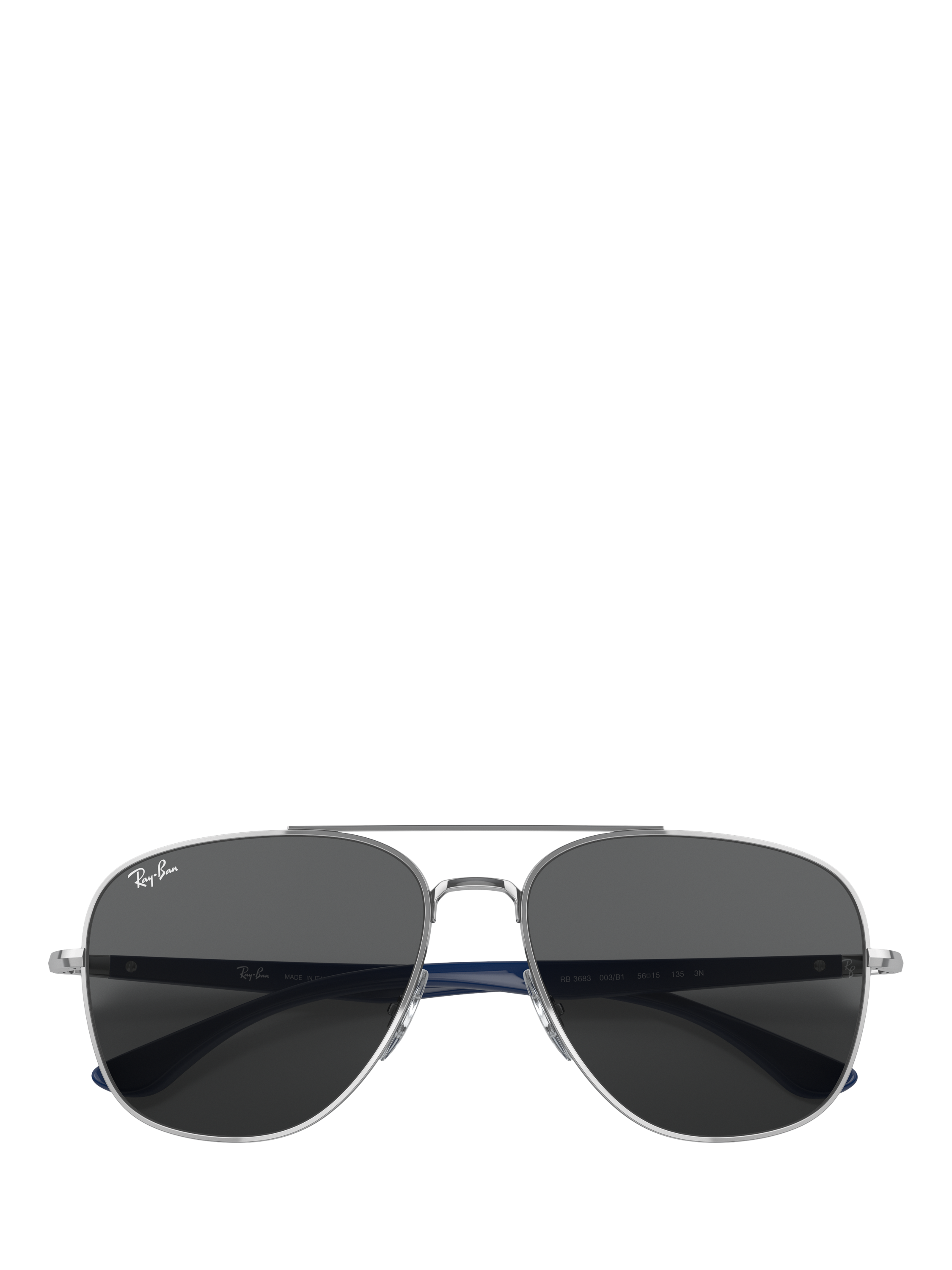Product image 5 of 7, which shows Ray-Ban RB3683 Unisex Aviator Sunglasses, Silver Blue/Grey