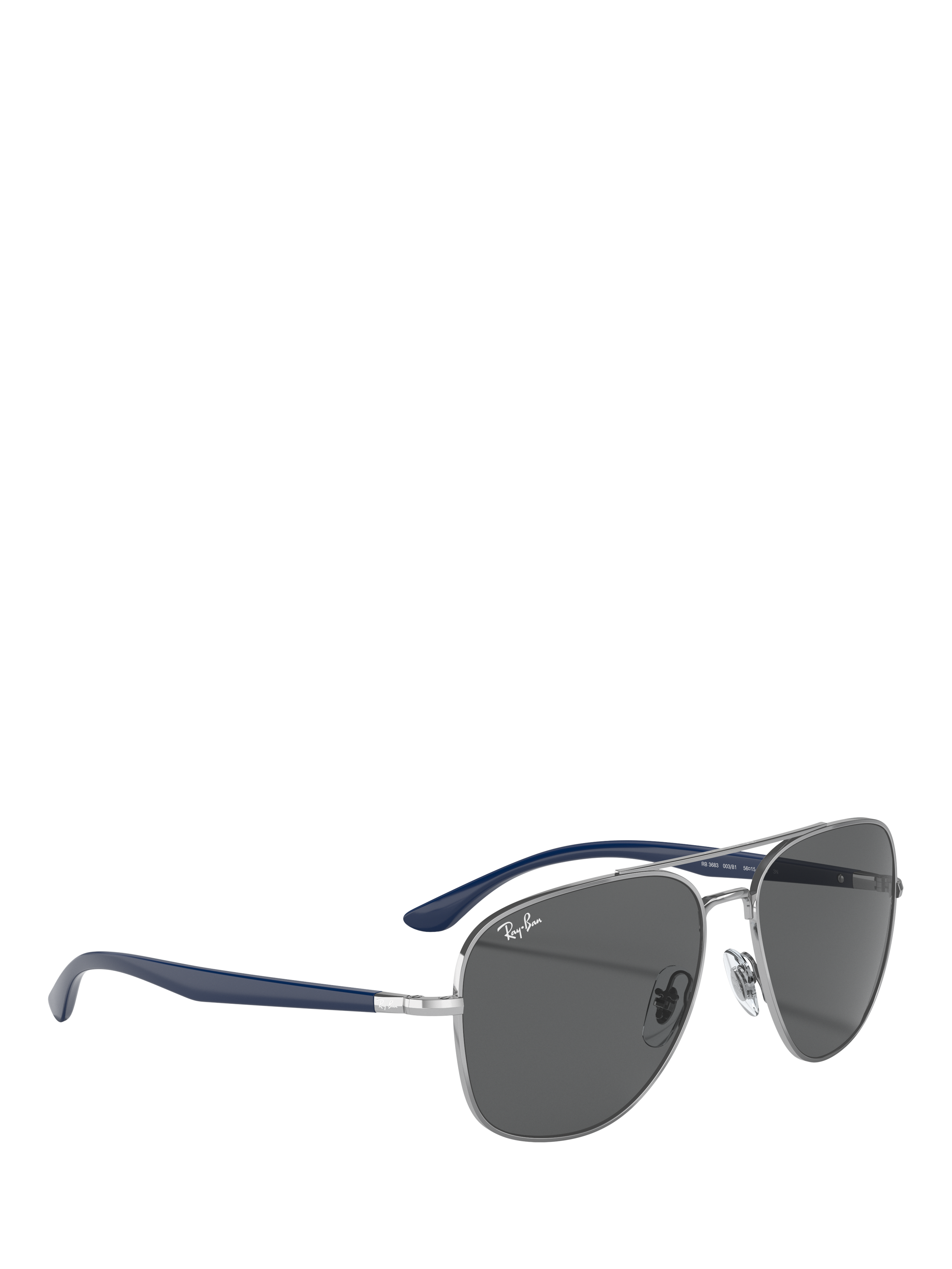 Product image 6 of 7, which shows Ray-Ban RB3683 Unisex Aviator Sunglasses, Silver Blue/Grey