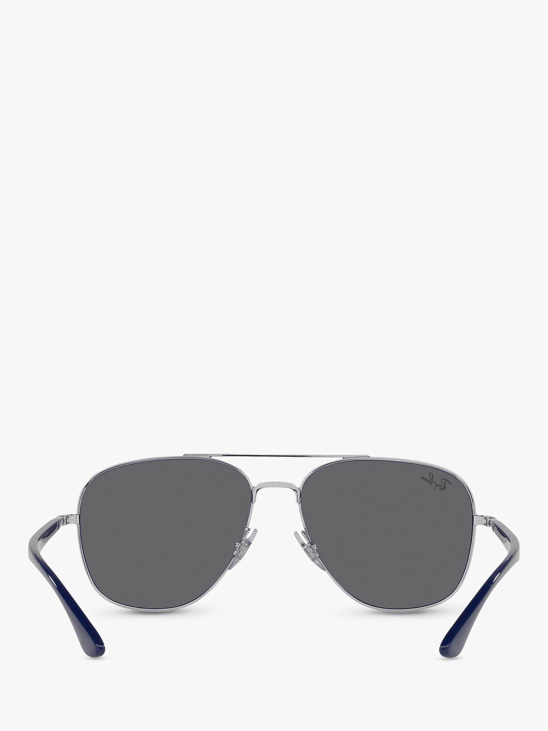 Product image 7 of 7, which shows Ray-Ban RB3683 Unisex Aviator Sunglasses, Silver Blue/Grey