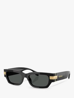 Versace VE4465 Men's Rectangular Sunglasses, Shiny Black/Grey