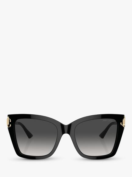 Jimmy Choo JC5012 Women's Irregular Sunglasses, Black/Grey Gradient - view 2, Black/Grey Gradient