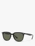 Ray-Ban RB4362 Unisex Polarised Square Sunglasses, Black/Green