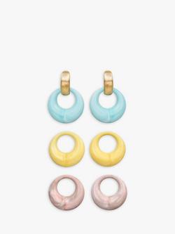 Eclectica Pre-Loved Interchangeable Resin Clip-On Earrings, 3 Pairs, Gold/Multi