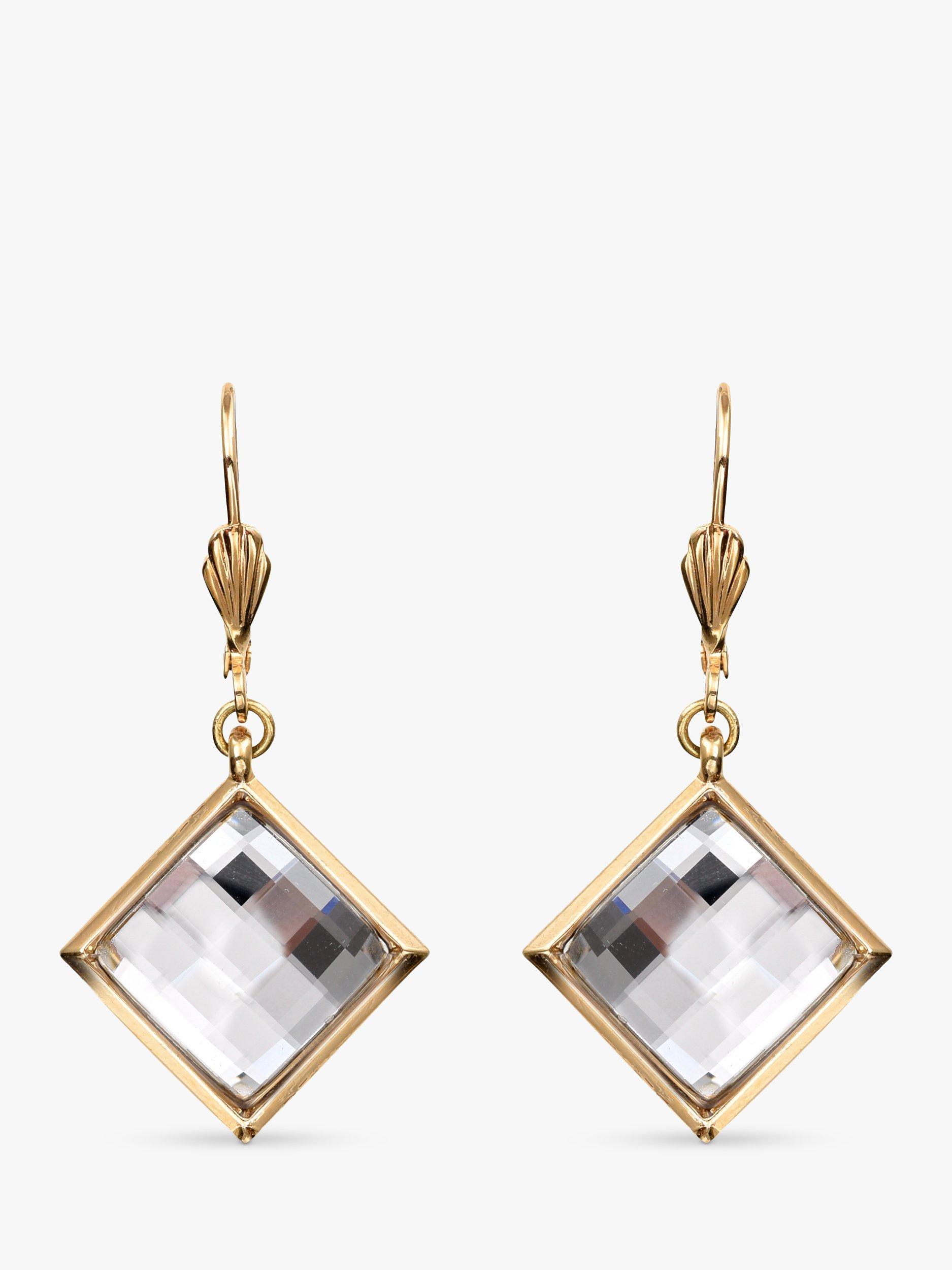 Product image 1 of 2, which shows Eclectica Pre-Loved 18ct Gold Plated Mirrored Drop Earrings, Dated Circa 1990s, Gold