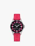 Hamilton H82395330 Unisex Khanki Navy Scuba Automatic Date Rubber Strap Watch, Black/Pink