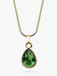 Eclectica Pre-Loved Swarovski Crystal Teardrop Pendant Necklace, Gold/Green