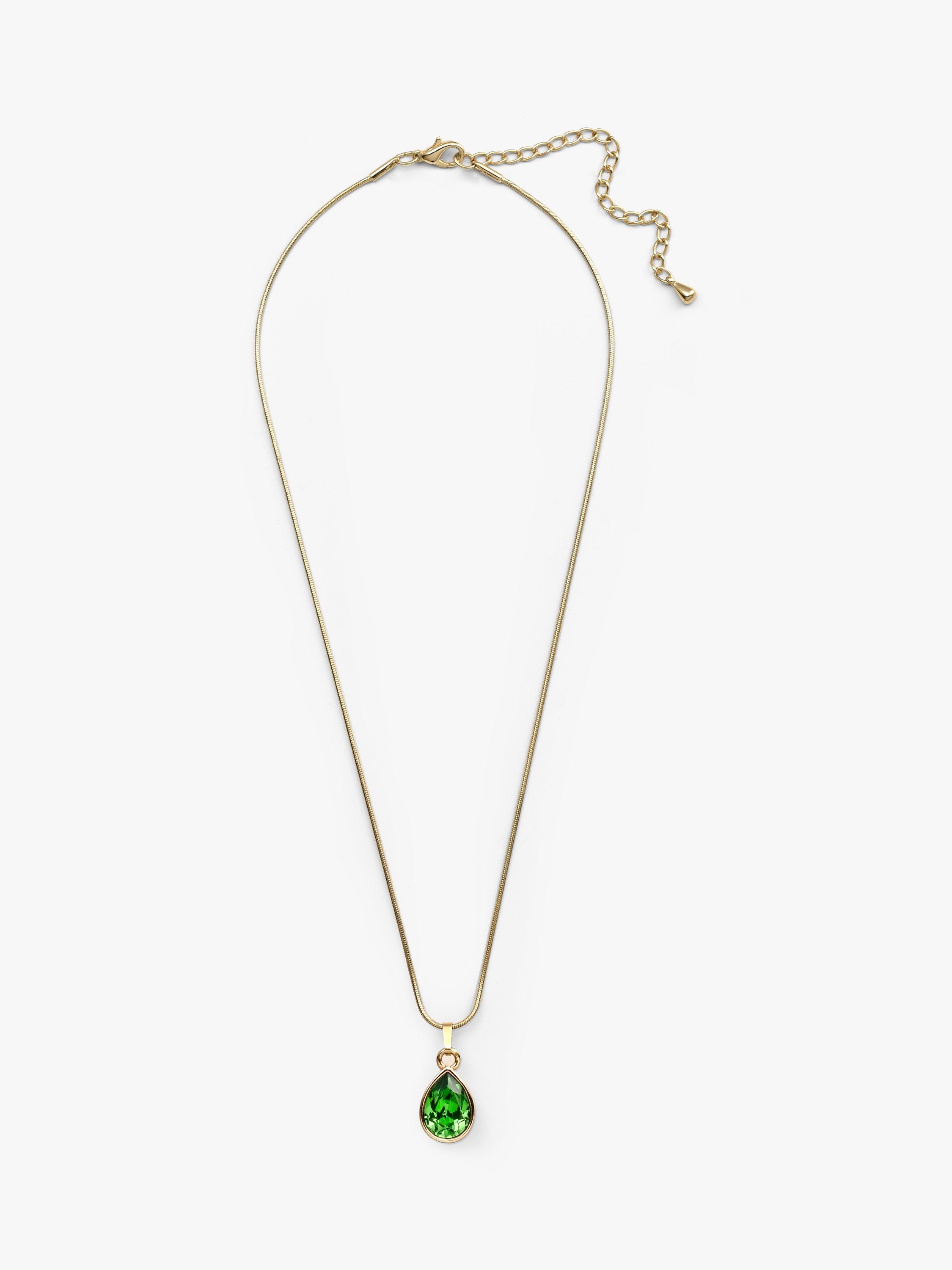 Product image 2 of 3, which shows Eclectica Pre-Loved Swarovski Crystal Teardrop Pendant Necklace, Gold/Green