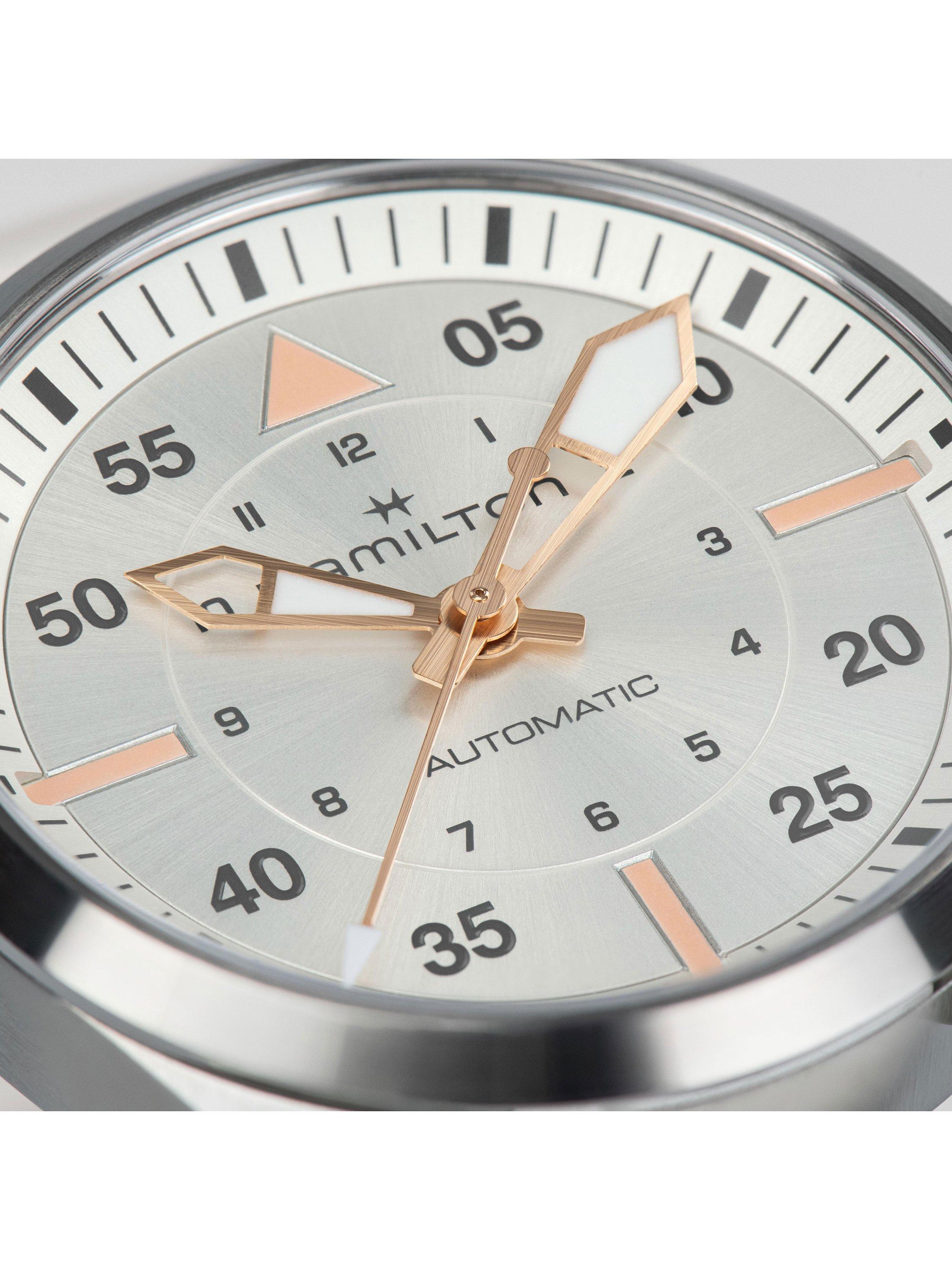 Product image 3 of 5, which shows Hamilton Women's Khaki Pilot Automatic Leather Strap Watch, White H76215850