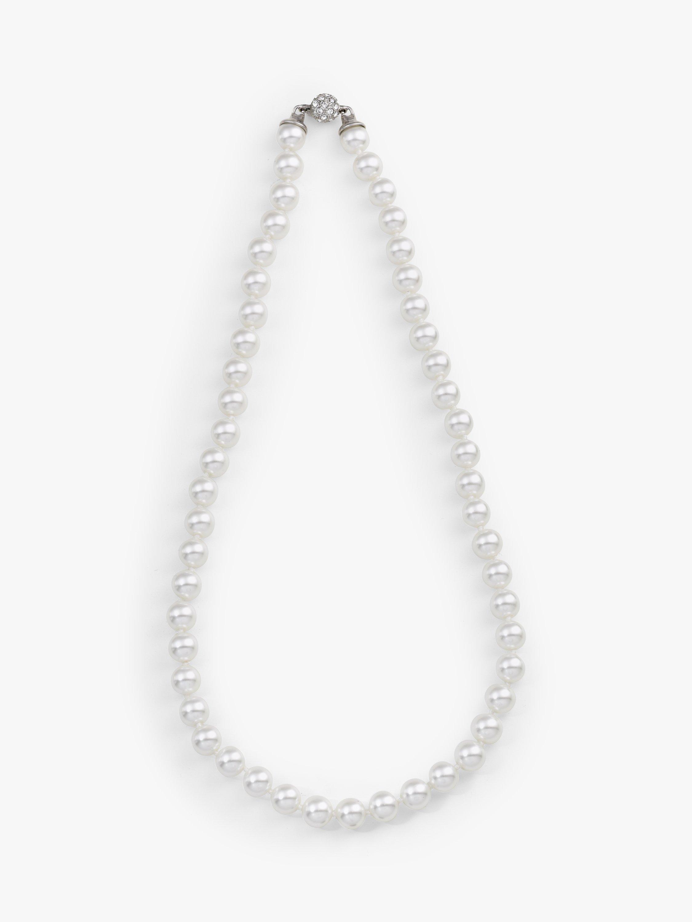 Product image 1 of 2, which shows Eclectica Pre-Loved Faux Pearl Swarovski Crystal Necklace, White