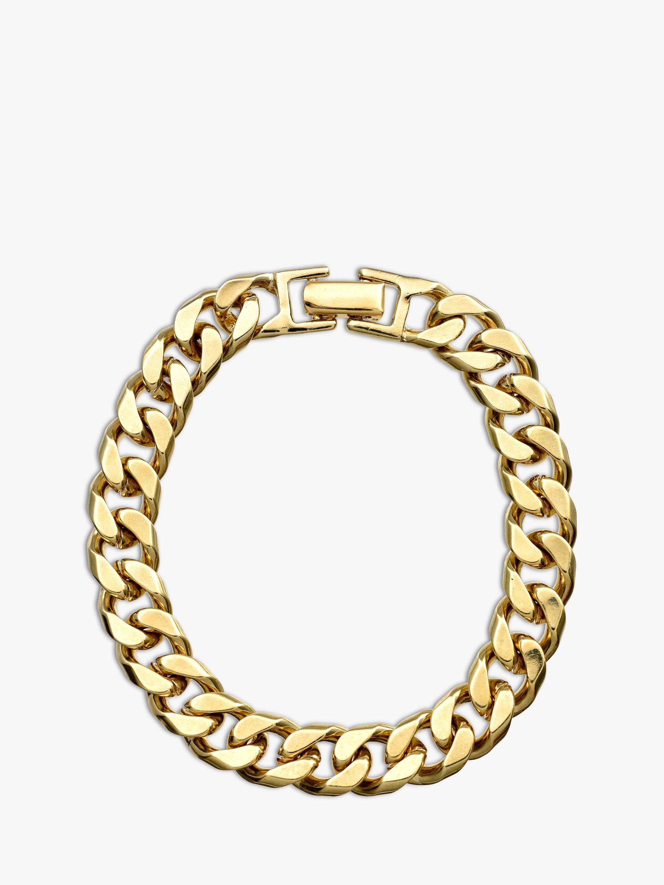 Product image 1 of 2, which shows Eclectica Pre-Loved Cabouchon 18ct Gold Plated Curb Link Bracelet, Dated Circa 1980s, Gold