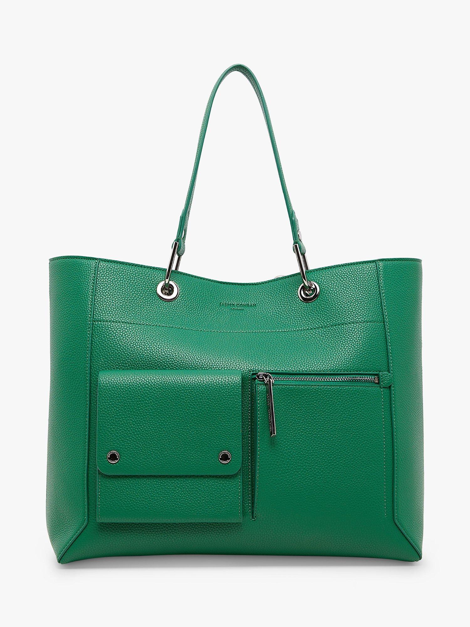 Product image 1 of 6, which shows Jasper Conran London Dahlia Faux Leather Shopper Bag, Green