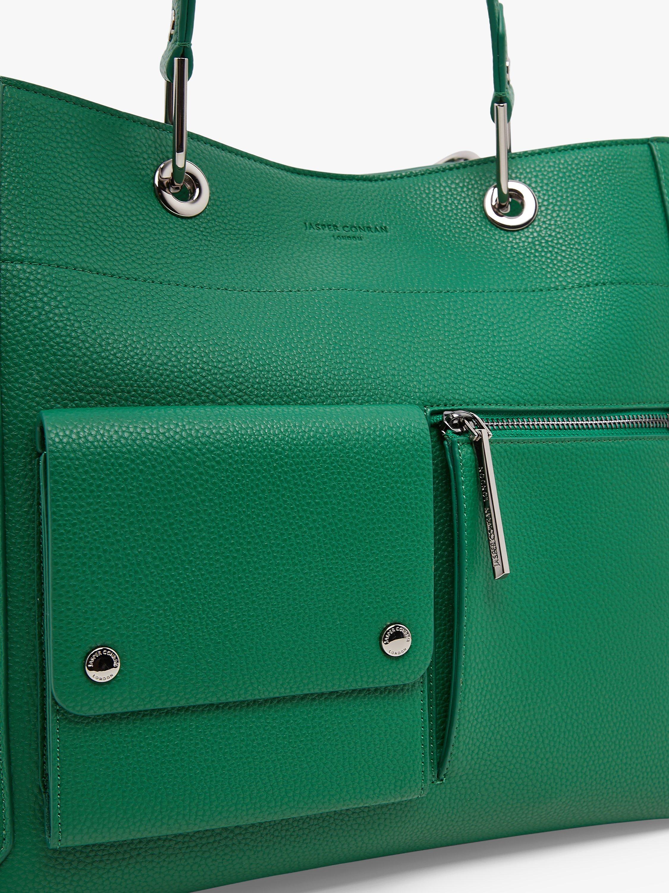 Product image 5 of 6, which shows Jasper Conran London Dahlia Faux Leather Shopper Bag, Green