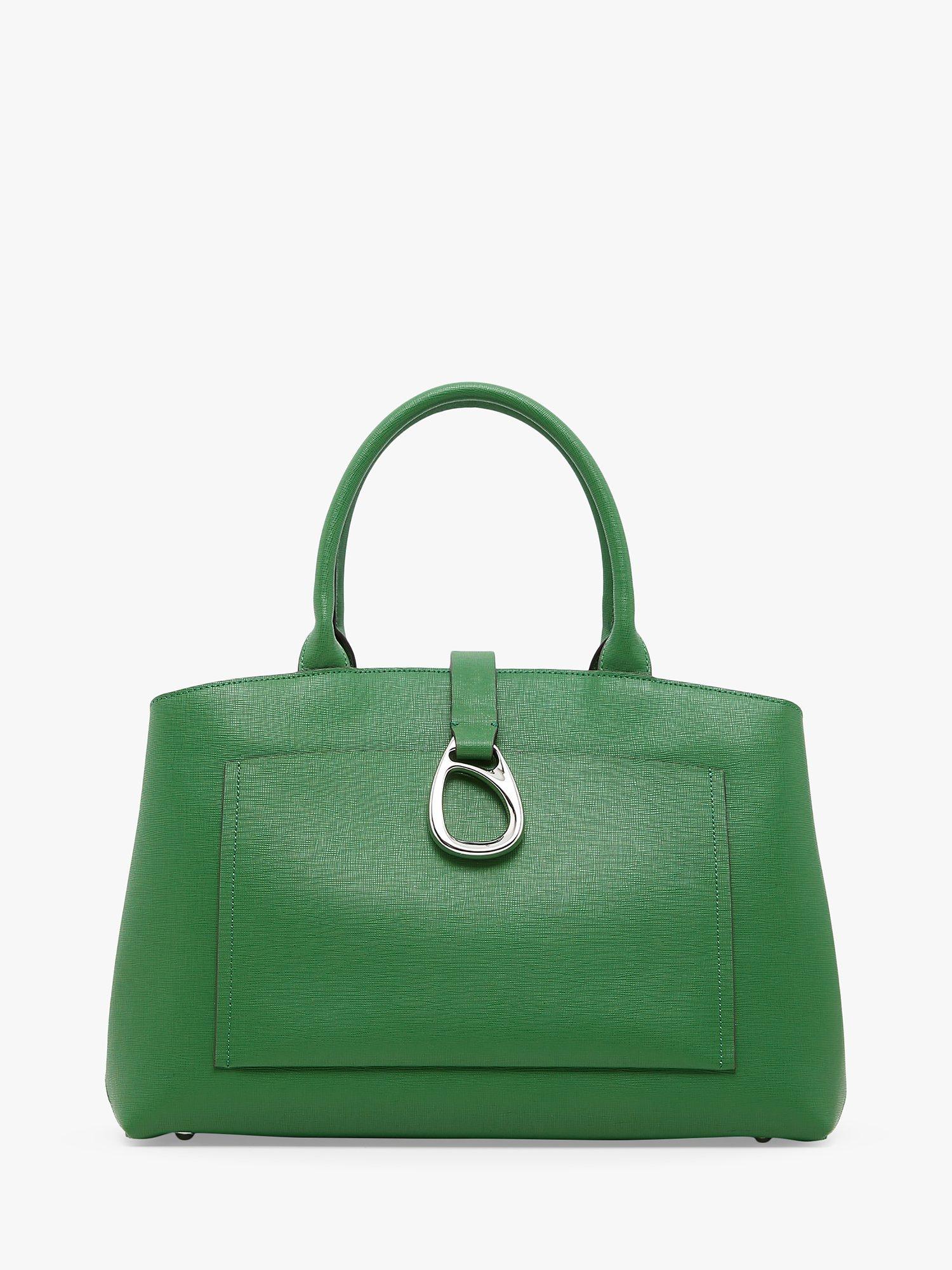 Product image 1 of 5, which shows Jasper Conran London Bee Leather Grab Tote Bag, Green