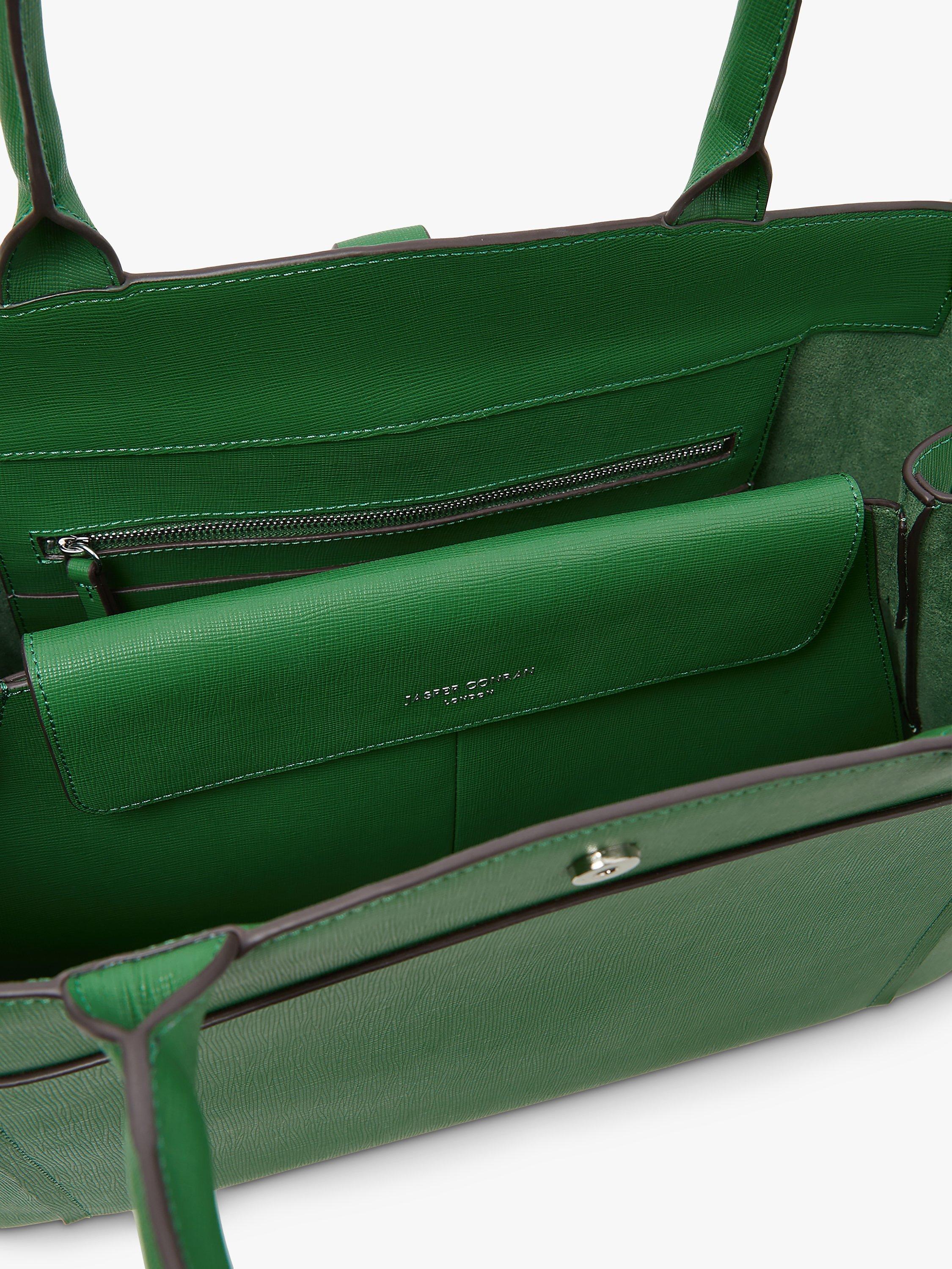 Product image 5 of 5, which shows Jasper Conran London Bee Leather Grab Tote Bag, Green
