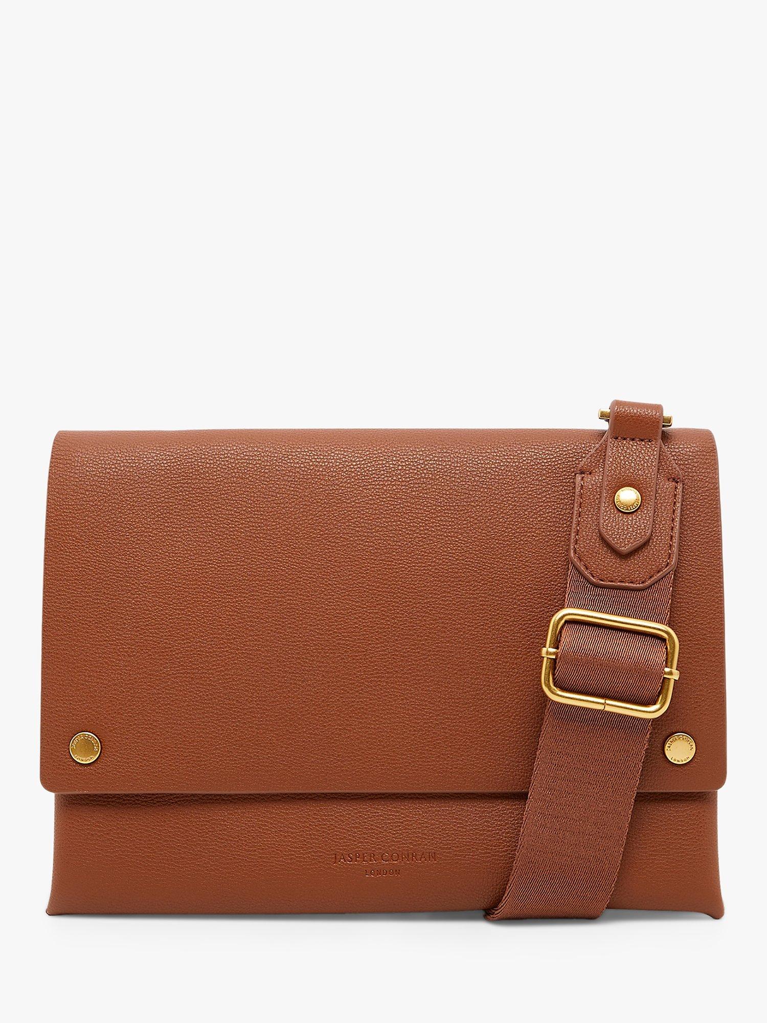 Product image 1 of 6, which shows Jasper Conran London Dahlia Faux Leather Crossbody Bag, Tan