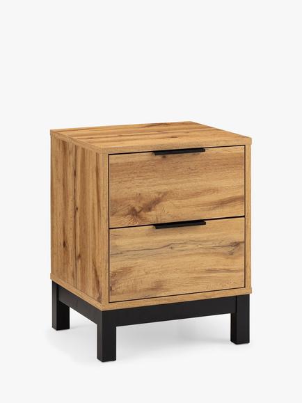 Julian Bowen Bali 2 Drawer Bedside Table, Oak, Oak