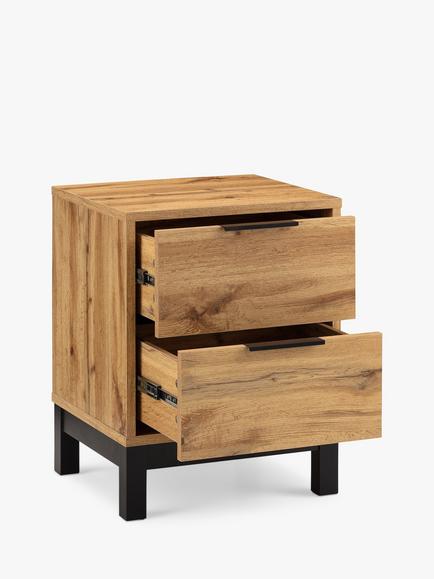 Julian Bowen Bali 2 Drawer Bedside Table, Oak - view 2, Oak