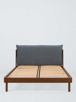 John Lewis Pillow Bed Frame, Double - view 2, Blue Denim