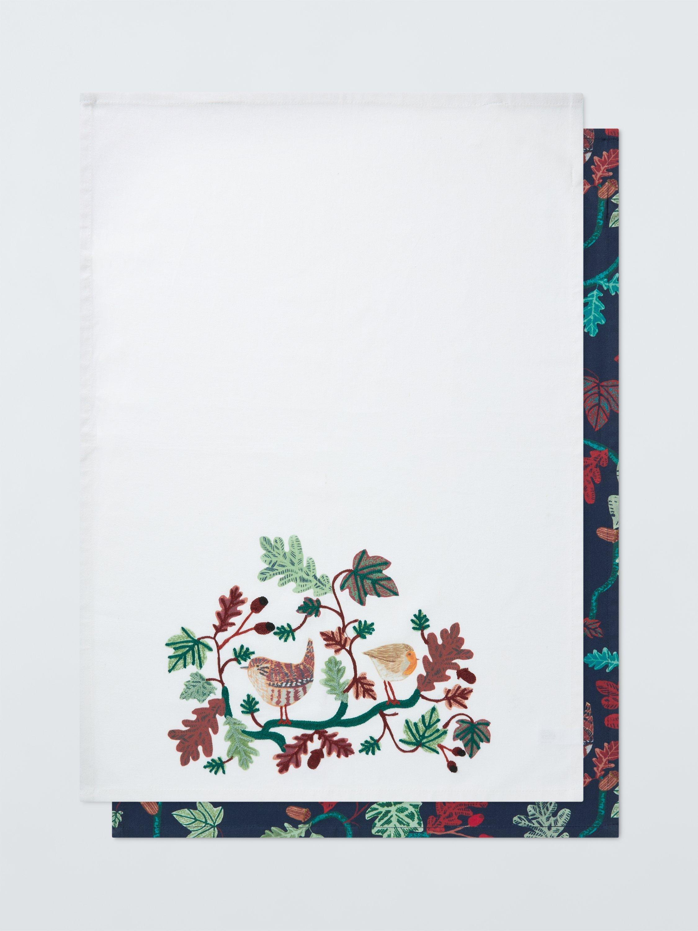 John Lewis Autumn Leaves Cotton Tea Towels, Set of 2